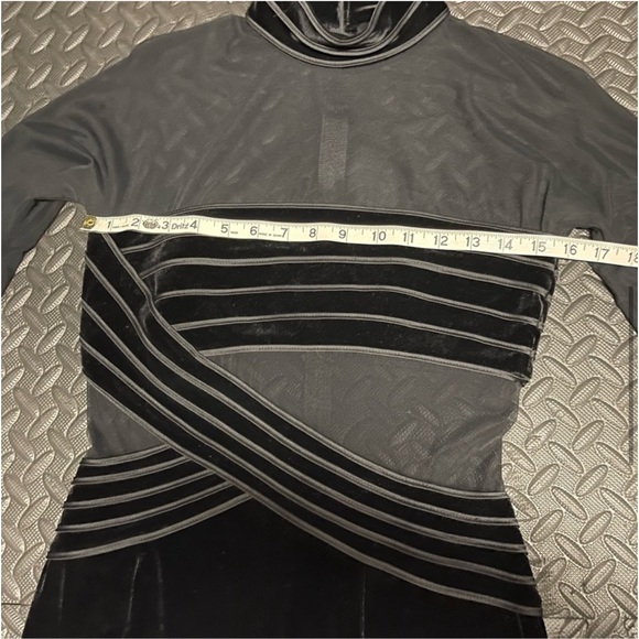 Caché Vintage Gown Dress Maxi Velvet Mesh Illusion Whimsy goth Medium Black - Picture 5 of 10